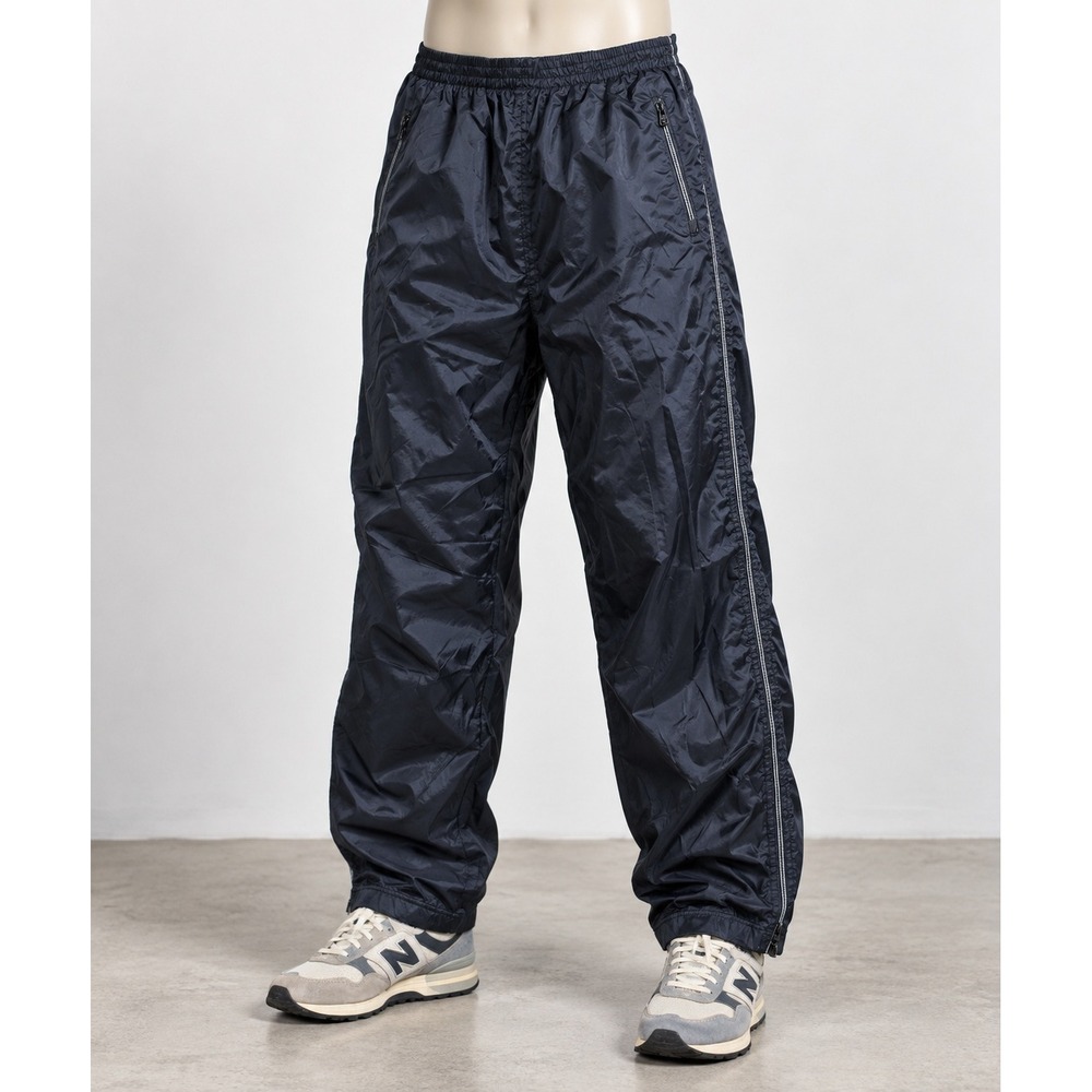 Vintage Franklin Sports Mens Navy Blue Nylon Full Side Zip Track Pants Large